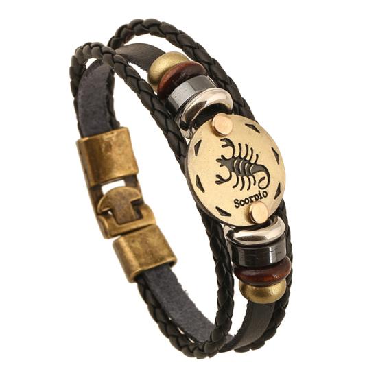 12 Constellations Multi-layer Braided Faux Leather Bracelet Bangle Jewelry Gift
