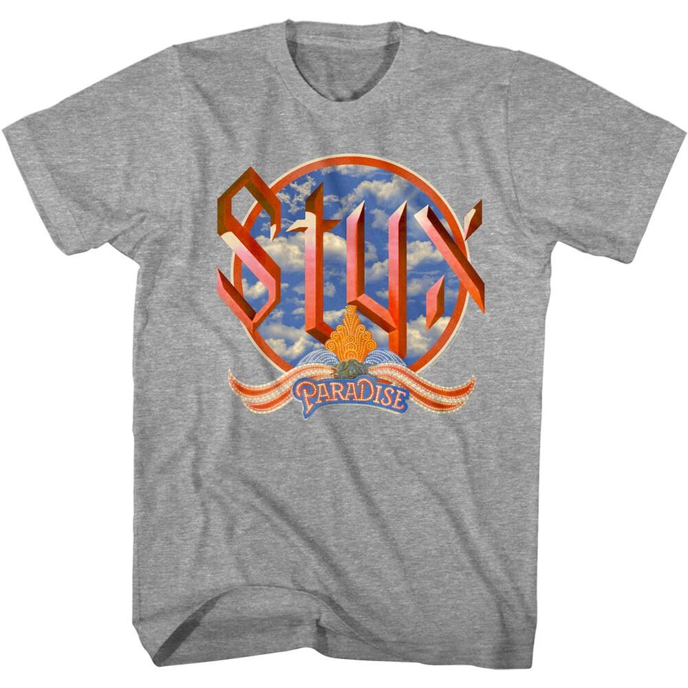 

Styx Paradise Cloudy Skies Men s T Shirt Rock Band Album Cover Live Concert Tee 3XL