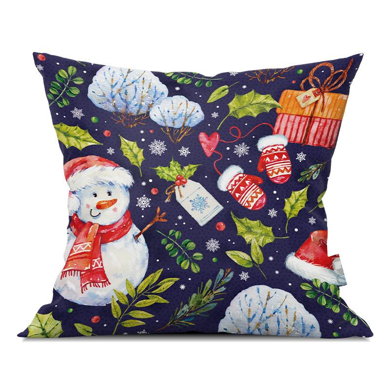 Merry Christmas Pillowcase Cartoon Printing Office Sofa Lumbar Pillow Cover for Home