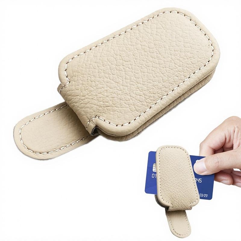 Car Sun Visor Clip Glasses Bracket Holder Pu Leather Glasses Cards Case Auto Sunglasses Visor Glasses Holder Sunglasses Support