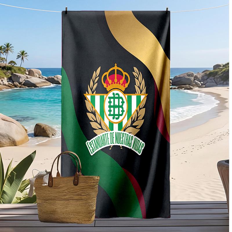 Real Betis Football Print Beach Towel, Large Soft Quick Dry Towel for Beach Camping Swimming