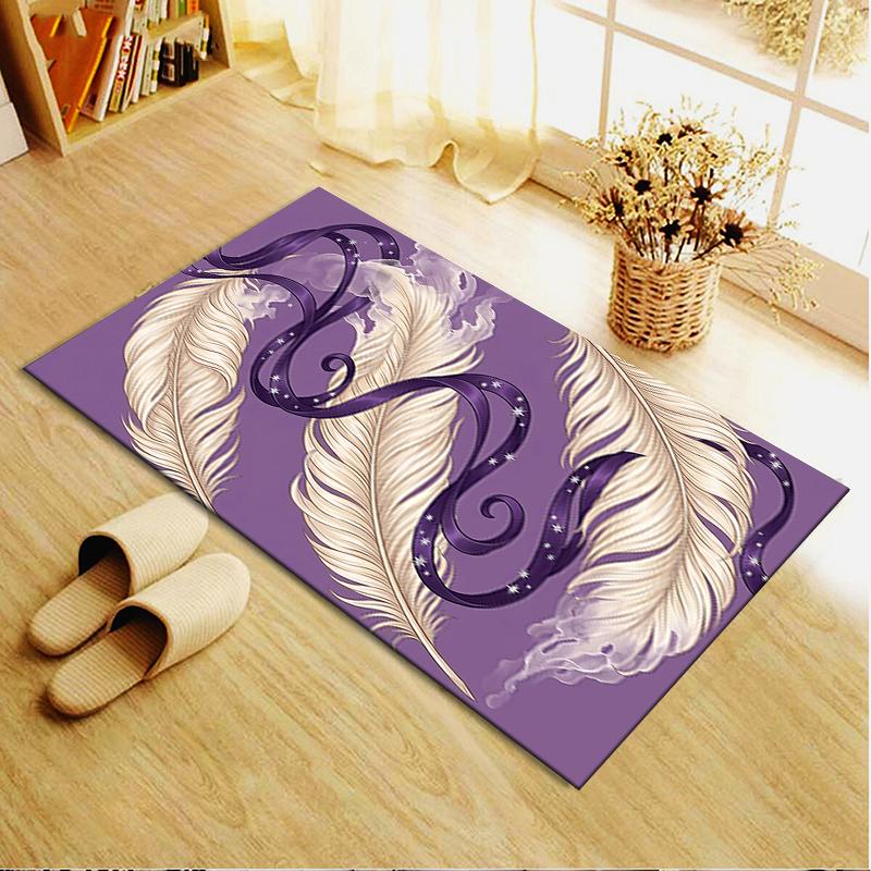 2025 New Purple feathers Carpet Rug for Living Room Bedroom Home Sofa Decoration,Kids play Non-slip Floor Mat