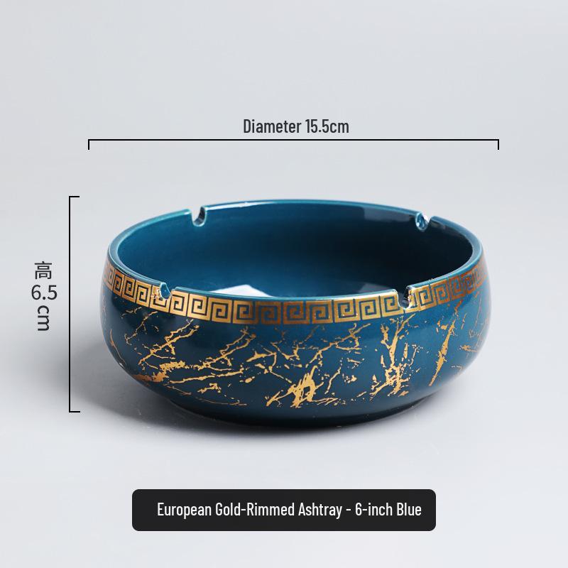 Luxury Gold-Plated Ceramic Ashtray for Home or Office