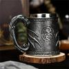 Kufel do piwa ze stali nierdzewnej 600 ml Retro kufel kubek do kawy kubek do herbaty średniowieczny smok żywiczny kubek dla miłośników fantasy