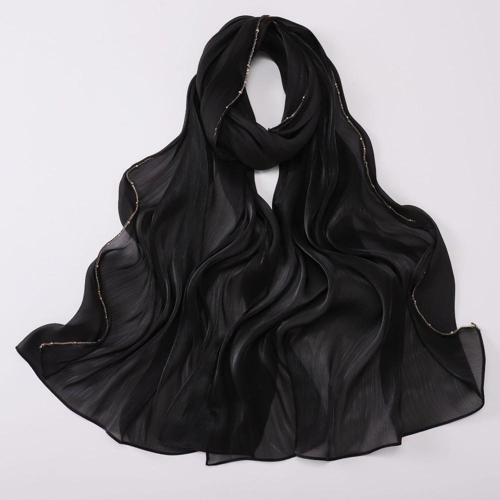 

Unilateral golden chain Sunscreen shawl Shining Chiffon Hijab Veil High Qulaity Head Wrap Outdoor чёрный