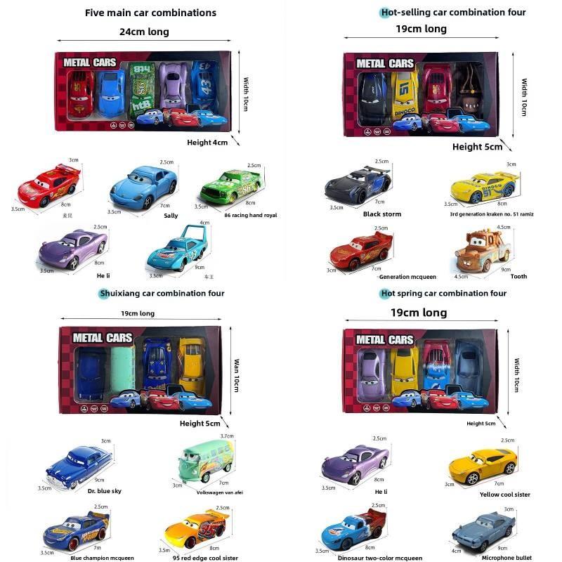 Cars Lightning Mcqueen Alloy Toy Car Set For Childrens Cartoon Gift Fun Box