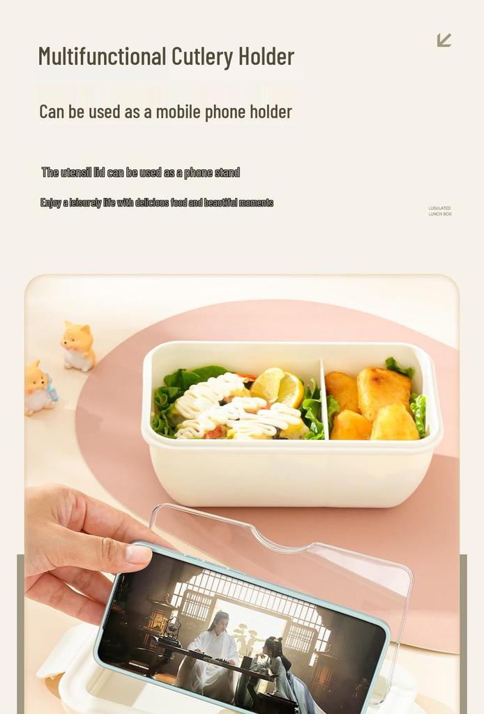 Microwaveable Japanese Bento Box for Office & Students - Fresh-Keeping, With Spoon & Chopsticks, Convenient Compartmented Lunch Box