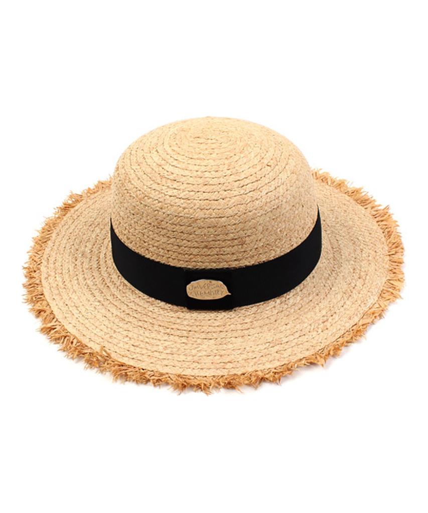 Yunibeosyeolkemiseuteuli Sv Metal Round Natural Raffia Hat Raffia Hat