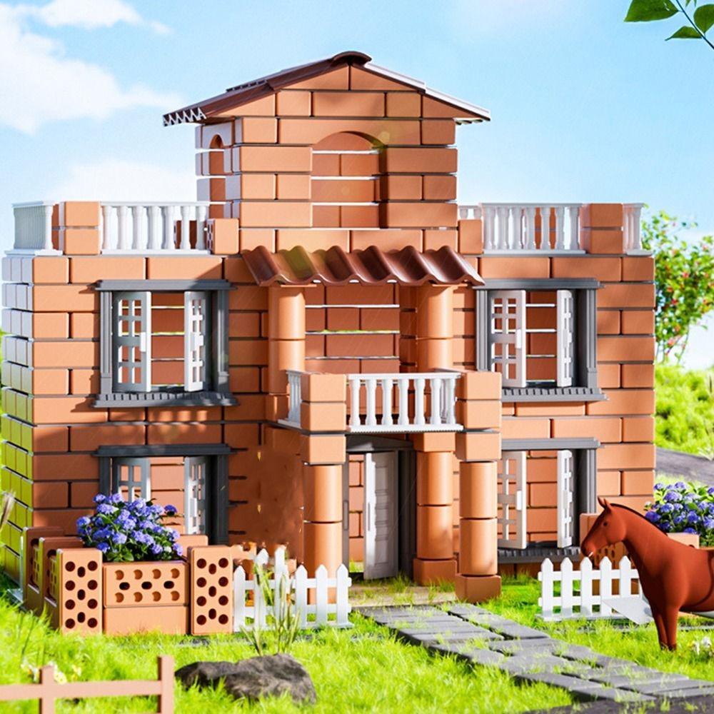 Multicolor Simulation Brick Houses Kit Plastic Assemble Toy Educational Toy