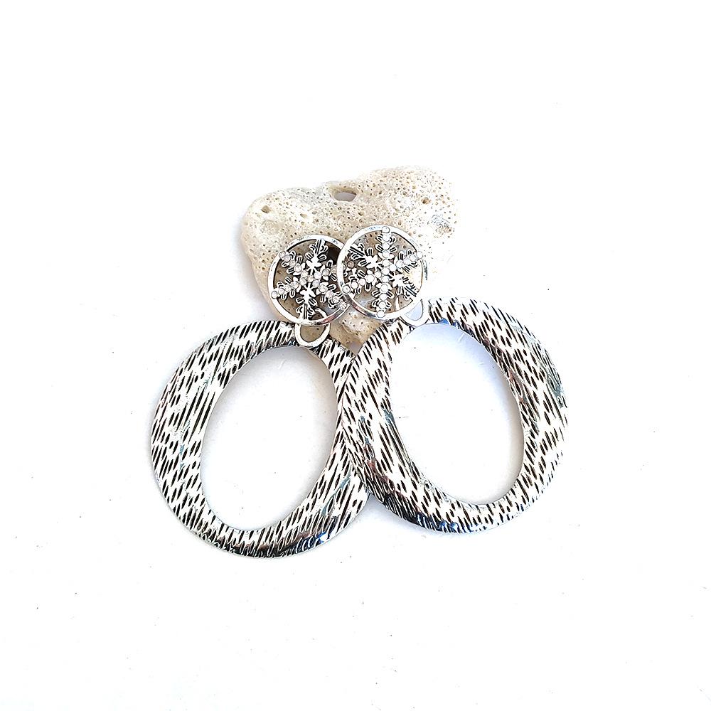 

Винтажные серьги-снежинки из цинкового сплава с полосатым узором