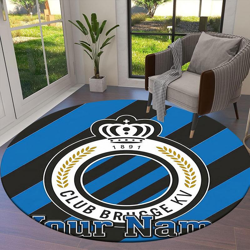 Club Brugge KV Custom Name Round Area Rug,Carpet Rug for Living Room Bedroom Sofa Playroom Decor,Non-slip Floor Mat