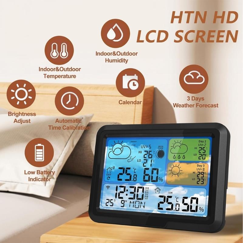 WiFi Connect Weather Stations Digital Thermometers Hygrometer Weather Clock Calendar Atmospheric Pressure Monitor Device