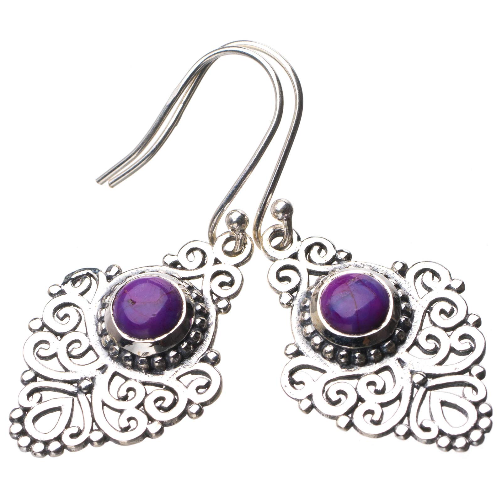 

StarGems® Natural Turquoise Handmade 925 Sterling Silver Earrings 1.75 E0519