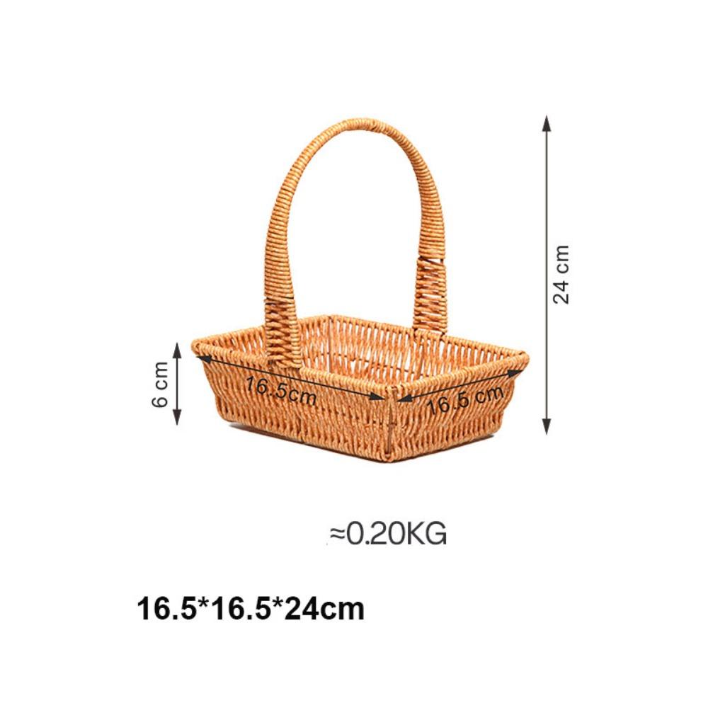 

Portable Vegetable Flower Plant Hand Baskets Rattan Snack Bread Picnic Basket Fruit Storage Tray 16.5*16.5*24cm