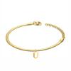 Punk 3mm Flat Snake Chain Bracelet Female Gold Color Stainless Steel Alphabet Initial Letter Charm Bracelet for Women Jewelry