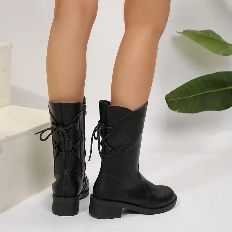 Fashion 2025New High Quality Ladies Shoes Side Zipper  Boots Fashionable Cross-tied Modern Boots Women Hot Sale Plus Size Ankle Boots