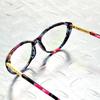 Fashion Cateye Blue Flower Gold Alloy Temple Full-rim Optical Glasses Frame Eyeglasses Eyeframe Eyewear