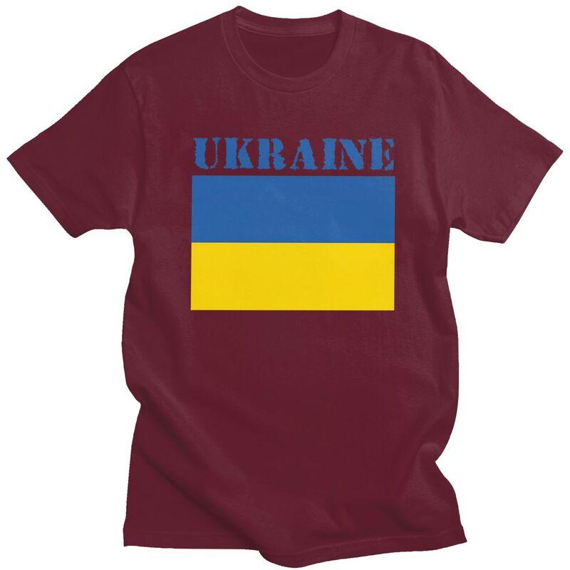Custom Ukraine Flag T Shirts Men Pure Cotton Tees Tshirt Tshirt Clothing