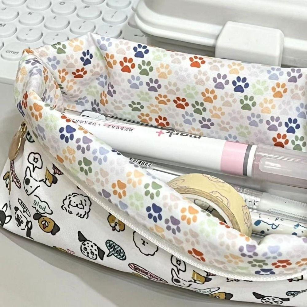 Large Capacity Puppy Print Pencil Case Desktop Storage Puppy Pencil Pouch Dog Pencil Bag  Children