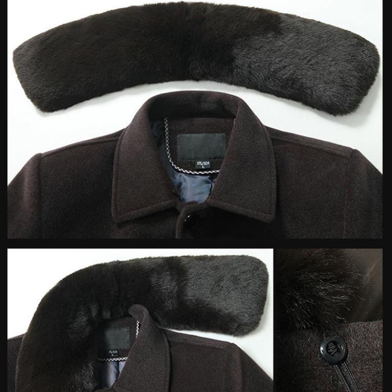 Großer Pelzkragen Wolljacke Herren Kaschmirmantel Winter Plus Samt Dicke warme Jacke Schlanke Parkas
