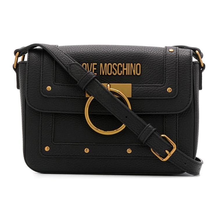 

New MOSCHINO Polyurethane Shoulder Bag Women s Black JC4060PP1ALR0000 21.1*8.1*14.0CM