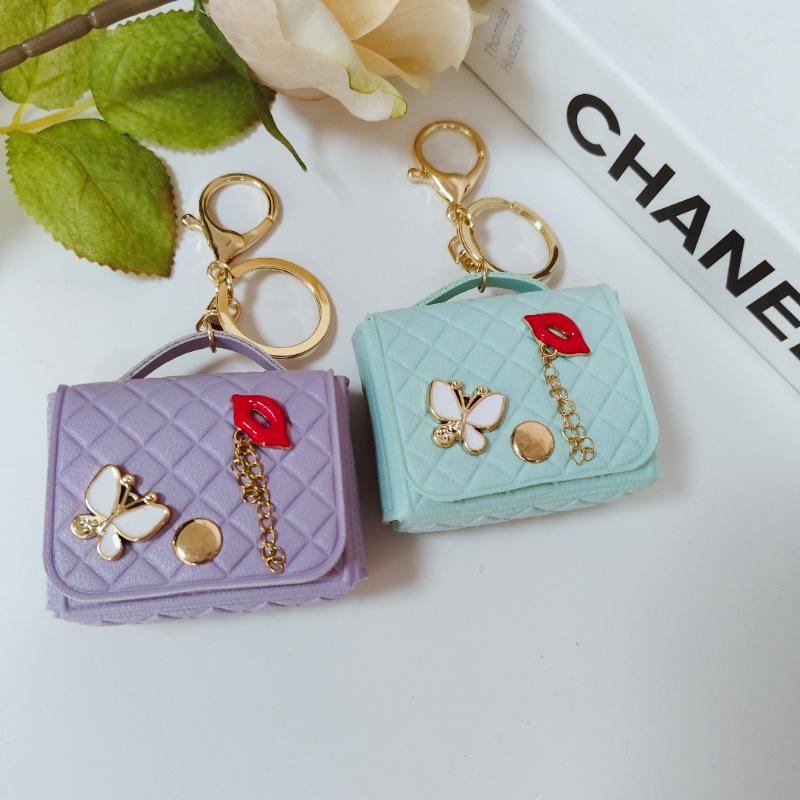 Argyle-Style Mini Red Lips Bag Charm & Coin Purse Keychain