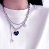 Trendy Peach Heart Double-Layer Clavicle Necklace - Light Luxury Hip Hop Fashion.