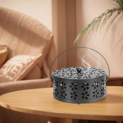 Portable Mosquito Coil Tray With Cover Stainless Steel Mosquito Coil Holder Box Anti-Mosquito Spiral Incense Coil Burner Supply