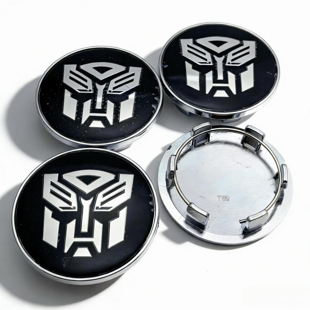 4pcs Transformers Logo Badge Car Wheel Center Caps 69MM Clips 56MM Wheels Hub Dust Cap Rim Hubcaps Cover Replace Car Accessories