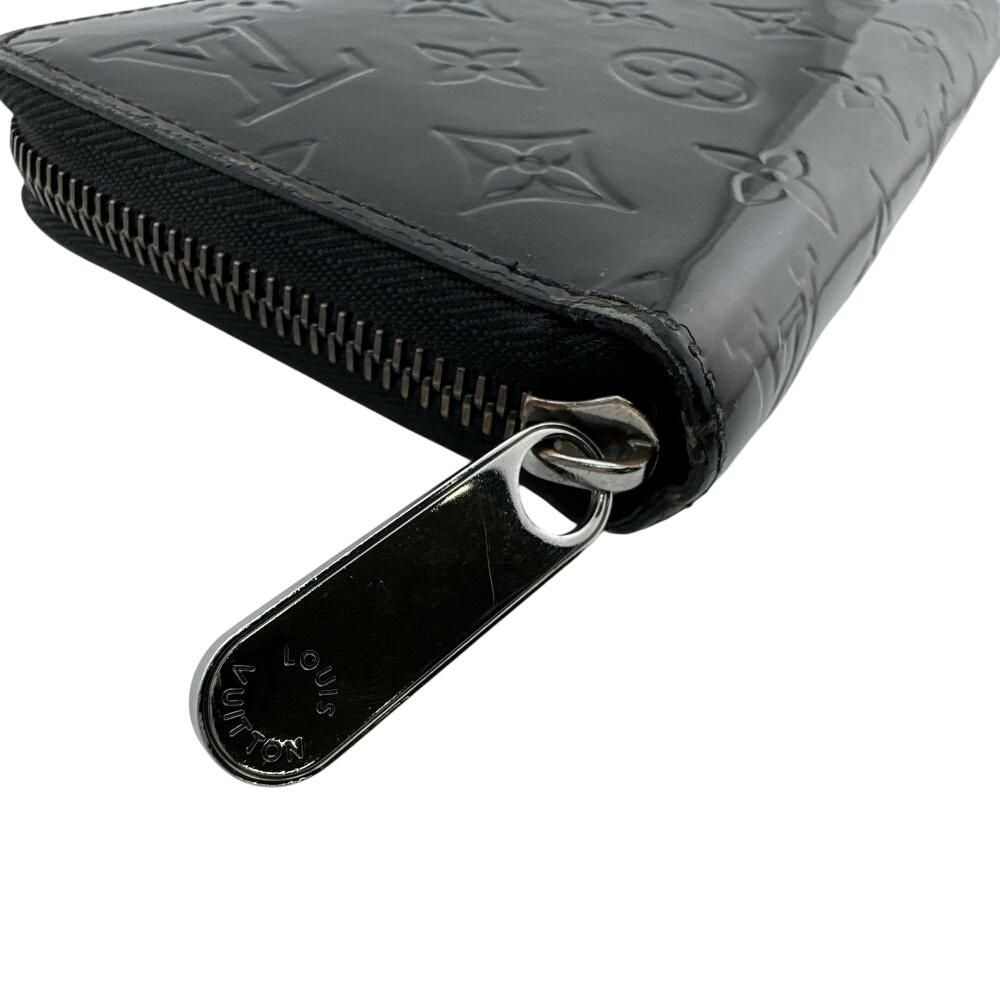 Louis Vuitton M90075 Round Zip Wallet Vernis PVC Purse Black PVC Used