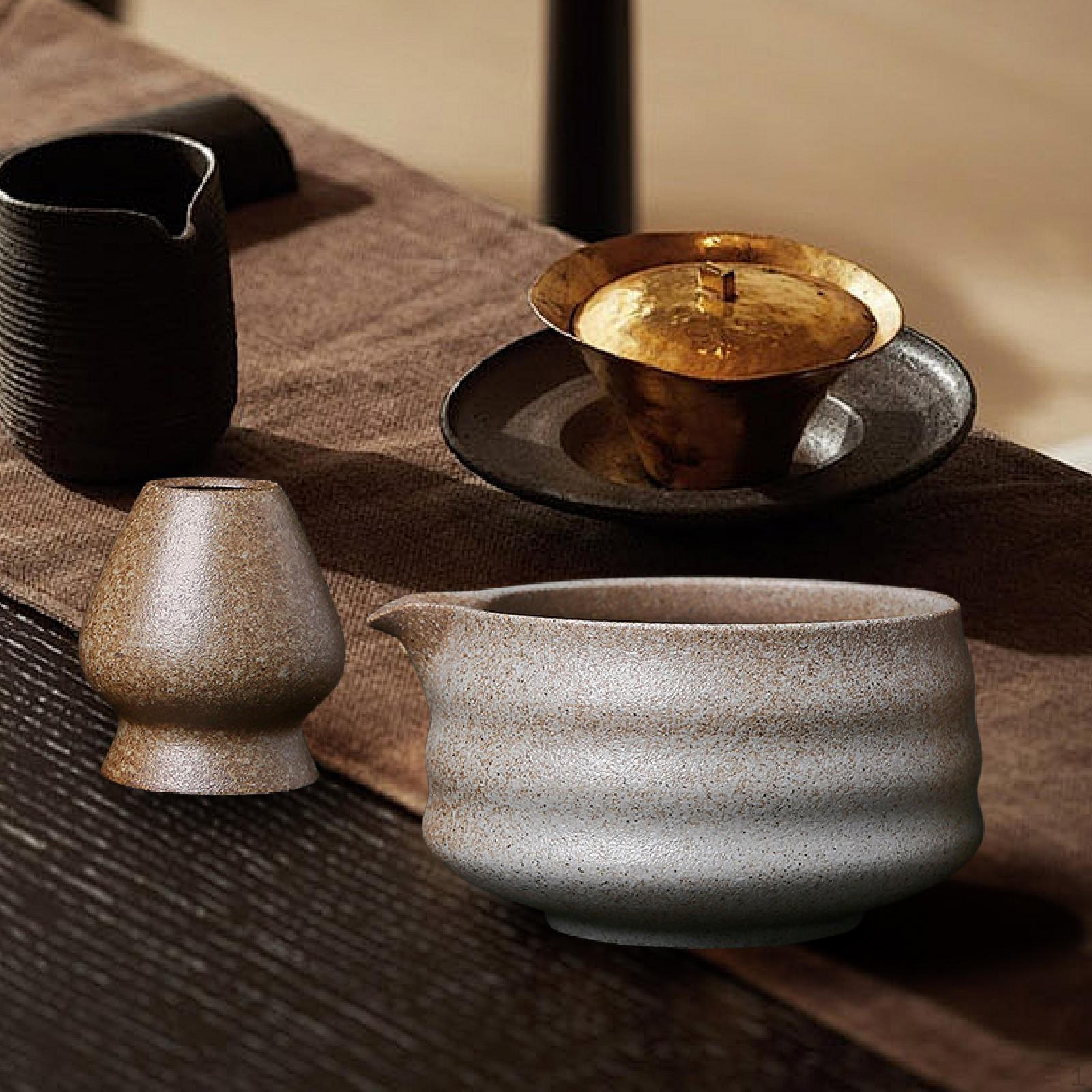 

Ceramic Matcha Bowl and Holder Handmade Accessories Mixing Tea for Yellow