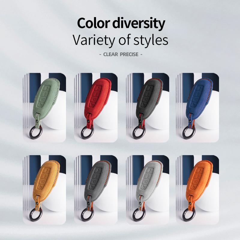 Car Key Case For Hyundai I30 Tucson Kona Encino Solaris Azera Grandeur Ig Accent Santa Fe Palisade Suede Cover Shell Keychain