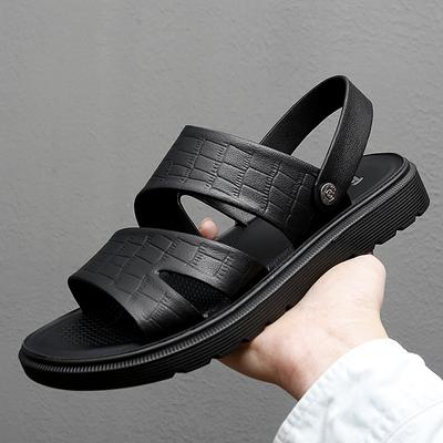 Sandalen Herren Sommer Peeptoe Jugend Strandschuhe Büroarbeit Dual-Use Strand-Slipper Rutschfest Herrensandalen Outdoor Herrenschuhe