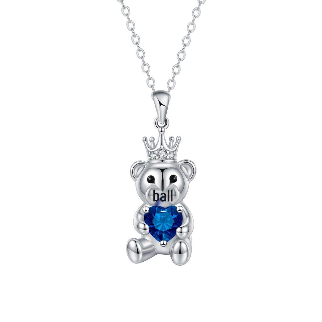 High-End European & American Micro-Inlaid Cute Bear Pendant Necklace for Women – Trendy Clavicle Chain Accessory