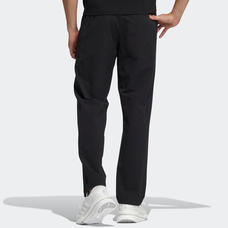 Adidas Logo Print Solid Color Straight-Leg Sports Pants Men Bottoms Black IA1769