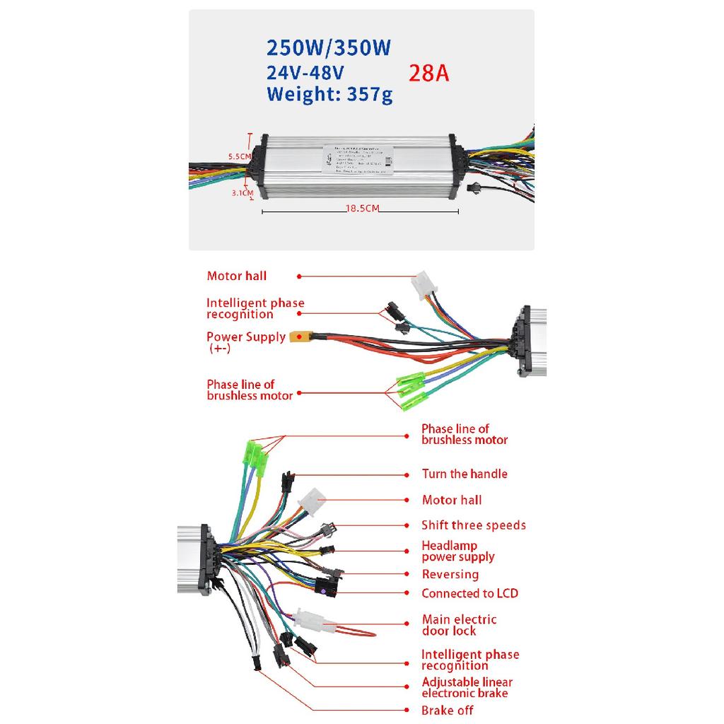 24V 48V Electric Bicycle 28A Brushless Motor Dual Drive Controller LCD Display Intelligent Control Multiple Specifications