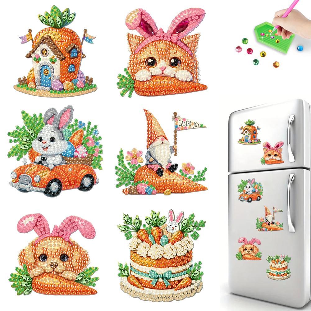 Easter Theme Acrylic Diamond Painting Refrigerator Magnet DIY Diamond Painting Magnets Kit Crystal Sparkling Diamond Magnets Set