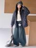 Korean Girls' Star Print Hooded Jacket - Spring/Autumn, Medium-Large, Loose Fit, Zipper Cardigan, Trendy Sweatshirt