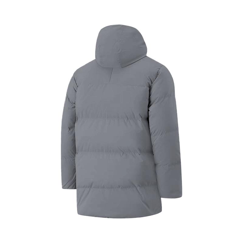 Li Ning Logo Print Mid-Length Hooded Loose Thick Zipper Down Jacket Men Outerwear Shadow-Gray AYMU341-3