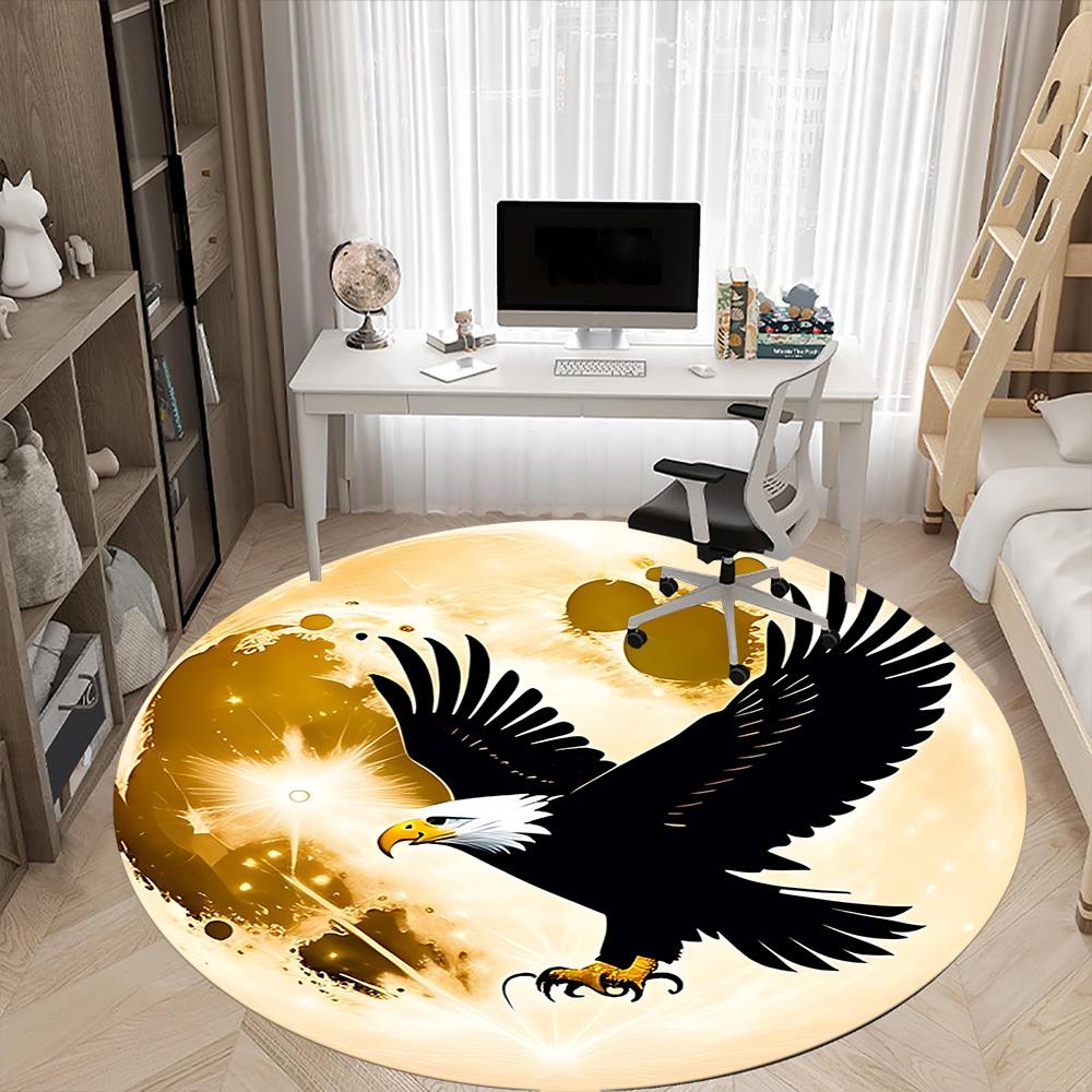 1pc Eagle Moon Chair Carpet for Office, Soft, Non Slip Polyester Mat, Office, Entryway, Living Room, Bedroom