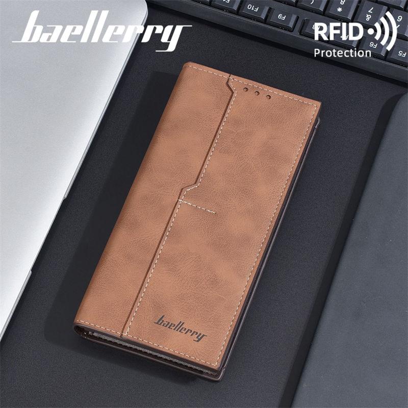 Baellerry RFID Anti Theft Protection Card Holder for Men Vintage Design Long Wallets Business Fashion Coin Purse Cash Bags GZW