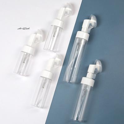 Empty Froth Foaming Pump Bottle 100/150/200ml with Silicone Brush Head Press Type Face Cleaning Foam Bottle for Bath And Beauty