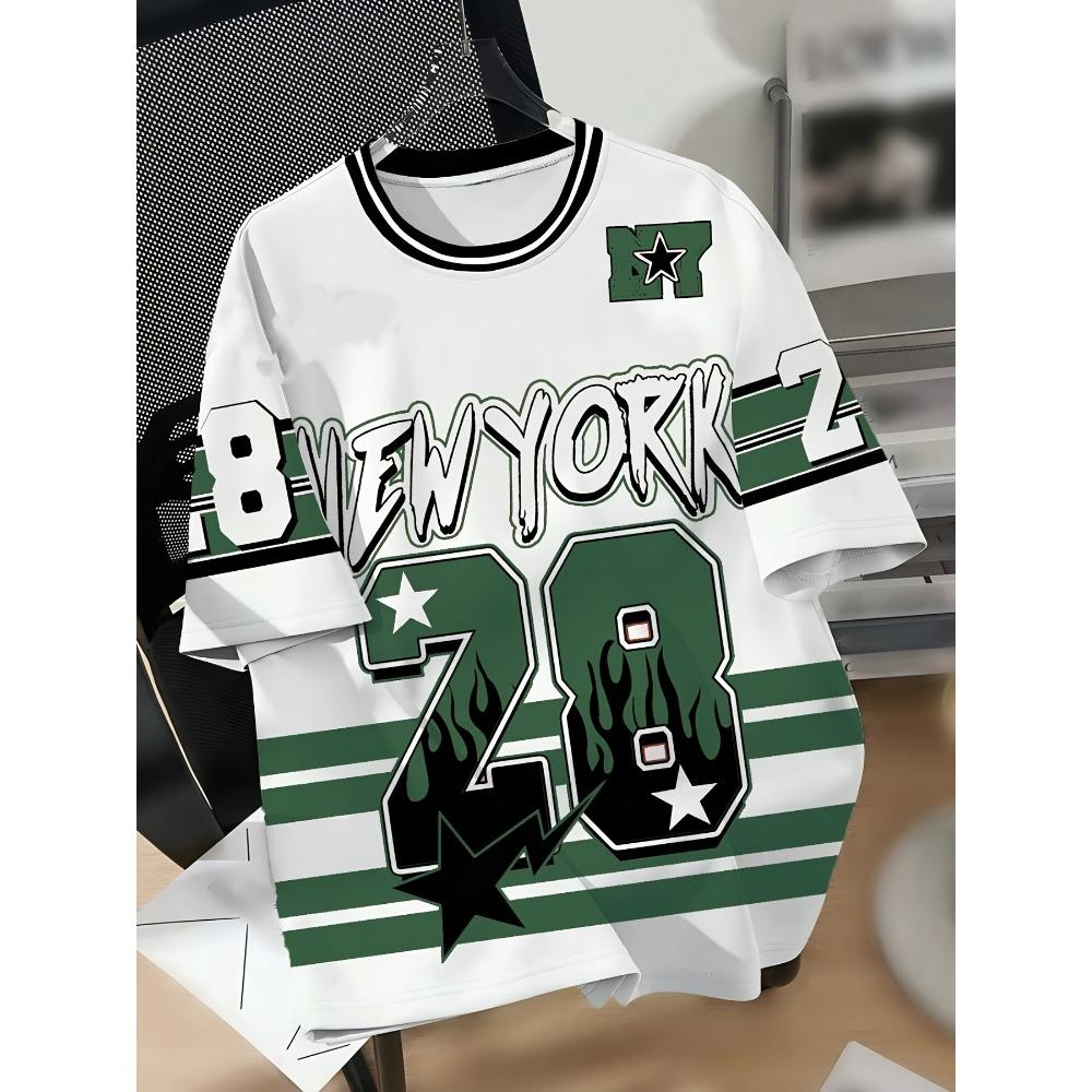 Damen Herren Größe 28 T-Shirt Fußballtrikot Stil Kurzarm T-Shirt Grafik-T-Shirt Baseballtrikots Streifen Große Größen -Shirt