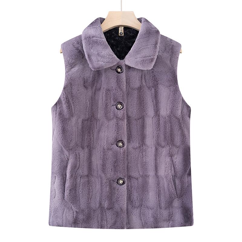 

Women s Plus Velvet Faux Mink Fur Vest - Warm, Thickened Cape for Middle-Aged and Elderly Moms 3XL (120-135 lbs) світло-фіолетового кольору