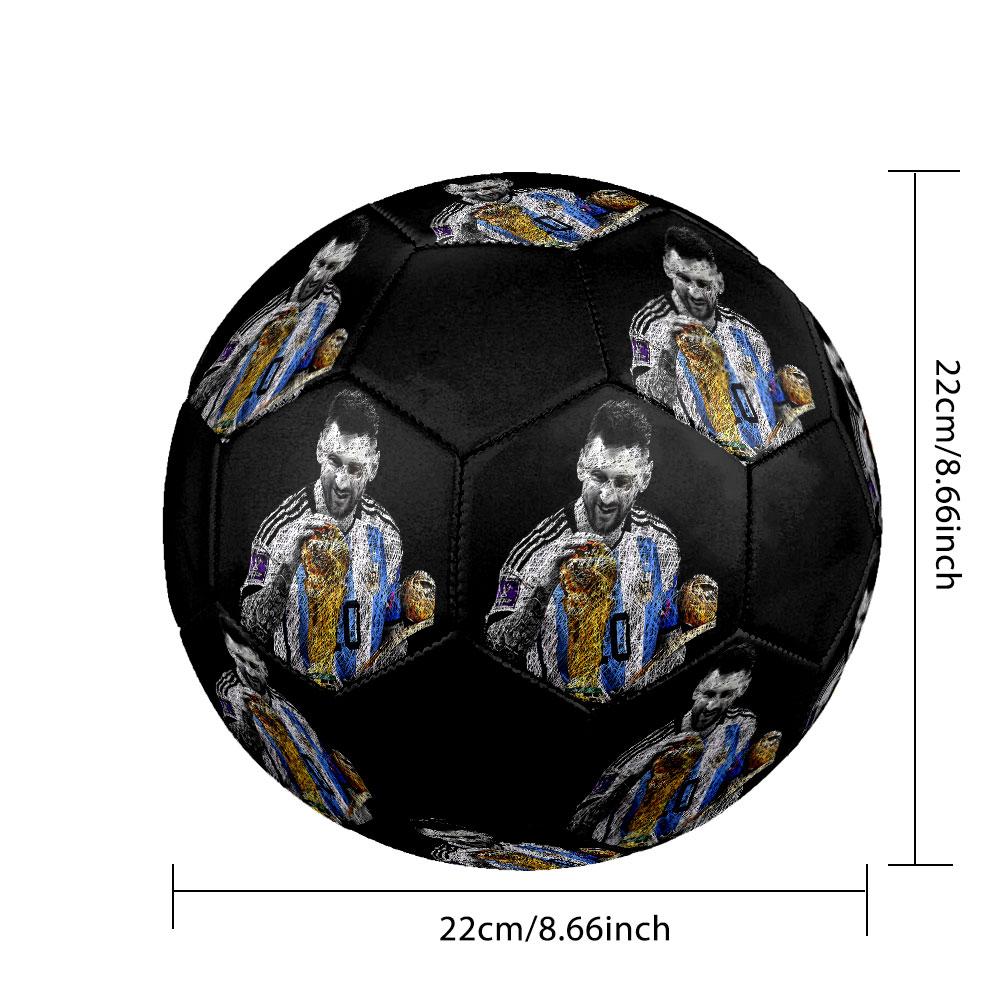 Messi Soccer Ball Size 5 Colorful Machine Stitched PVC Competition Ready Durable High-Bounce