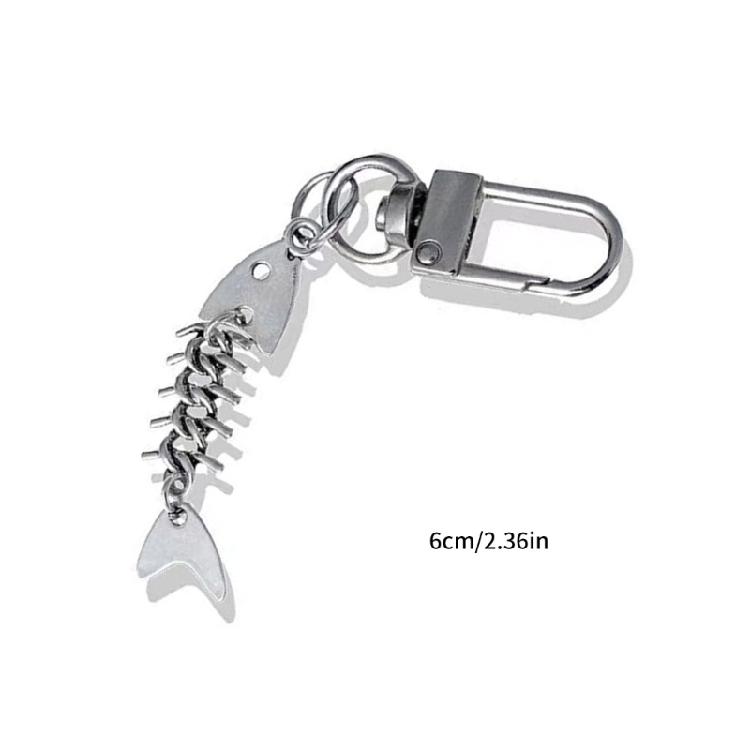 Einfache Metall Fischgräten Schlüsselanhänger Anhänger Schlüsselring Rucksack Tasche Charme Schmuck