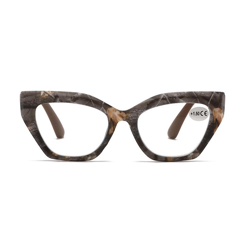 Cat-eye Unisex Color-block Reading Glasses with Large Frame
