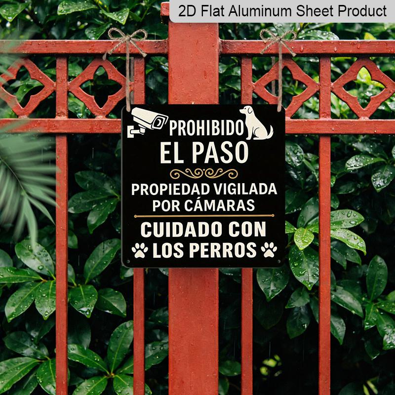 2D Plat, 1 Stuk, Vintage Metalen Bord, Decoratieve Plaquettes en Ornamenten, Privé Territorium Bewakingsalarm, Veiligheidsherinnering, Buiten, Kantoor, Tuin