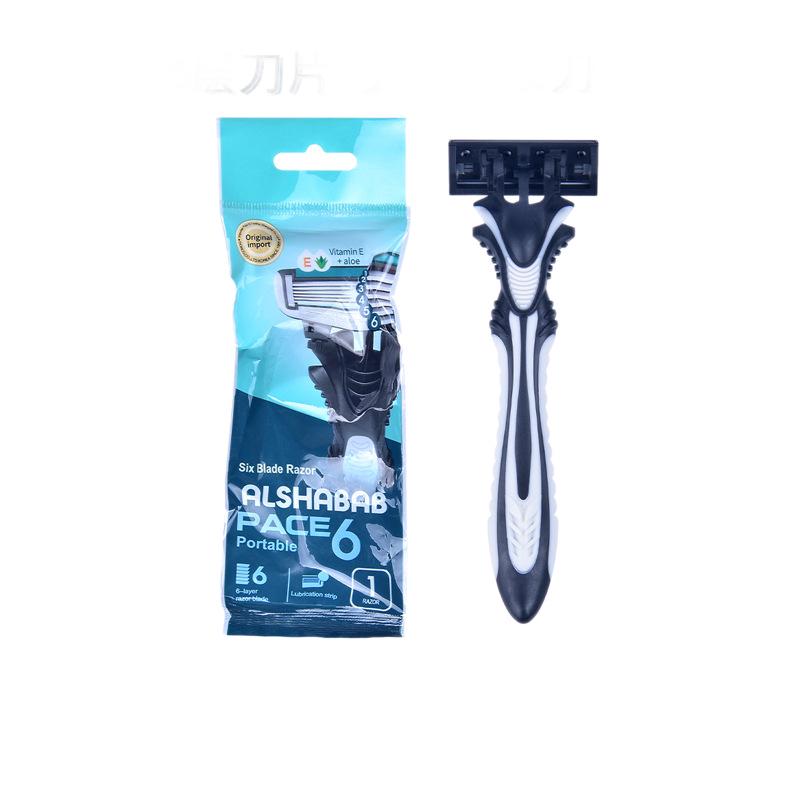 In-stock Six-blade Disposable Men's Razor with Independent Bag Packaging, Ideal for Hotel Use.