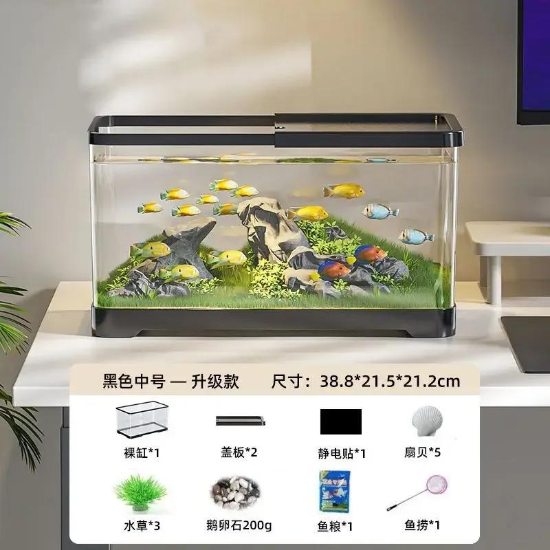 Acuario Pecera Ecológica Pecera de Plástico Transparente Sala de Estar Diseño Paisajístico Tanque Pequeño y Mediano